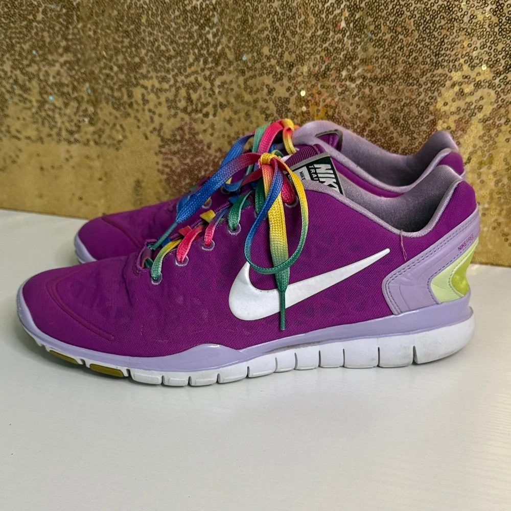 Nike Free Fit 2 Women's Purple Athletic Shoes with Rainbow Laces